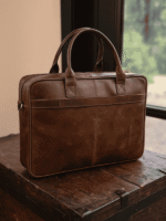 Tan Brown Real Leather Vintage Laptop Bag For Men's & Women's