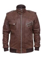 Men’s Distressed Leather Biker Jacket