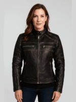 Women’s Vintage Biker Racer Leather Jacket