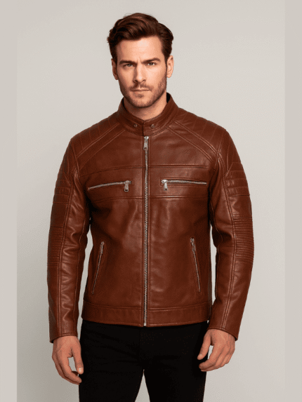 Men’s DK Brown Biker Leather Jacket