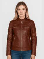 Women’s DK Brown Biker Leather Jacket