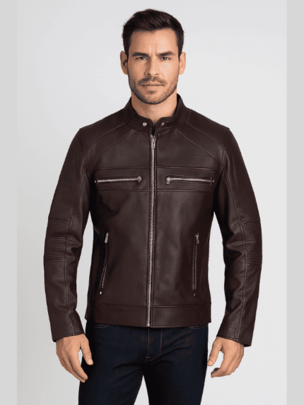 Men’s Cafe Racer Biker Real Leather Jacket
