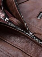 Brown Distressed Leather Biker Jacket