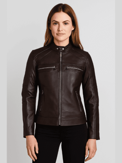 Women’s Cafe Racer Biker Real Leather Jacket