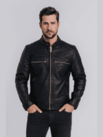 Men’s Black Cafe Racer Biker Jacket
