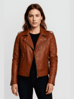 Women’s Brown Cafe Racer Biker Jacket