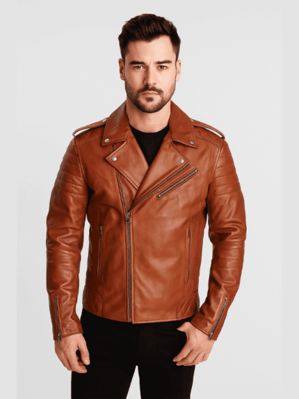 Men’s Brown Cafe Racer Biker Jacket