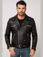 Men’s Black Biker Real Leather Jacket