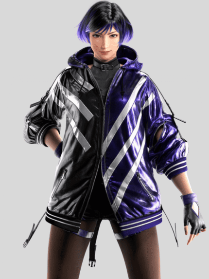 Tekken 8 Reina Black and Purple Jacket
