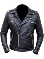 Black Biker Real Leather Jacket