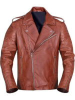 Brown Cafe Racer Biker Jacket