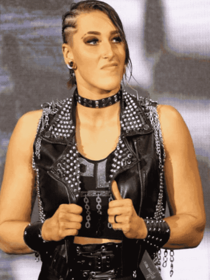 WWE Rhea Ripley Studded Leather Vest