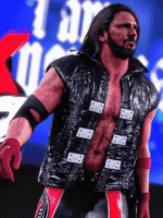 WWE 2K22 AJ Styles Black Leather Hooded Vest