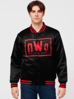 Men's Black Bomber NWO Red Logo Varsity Jacket