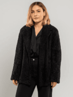Women’s Black Astrakhan Fur Coat with Belt