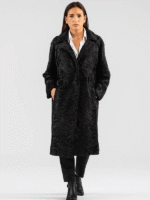 Women Vintage Black Astrakhan Fur Coat