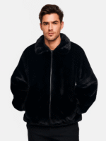 Men's Black Real Mink Fur Jacket