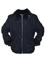 Black Persian Lamb Fur with Mink Collar Jacket