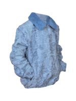 Blue Persian Lamb Fur Bomber Jacket