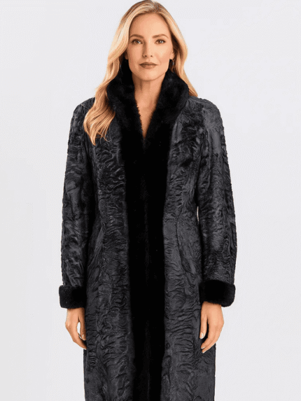 Women’s Gray Persian Lamb Fur Long Coat