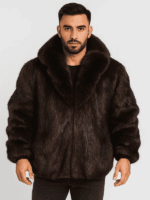 Men's Brown Nutria Fur Bomber Jacket
