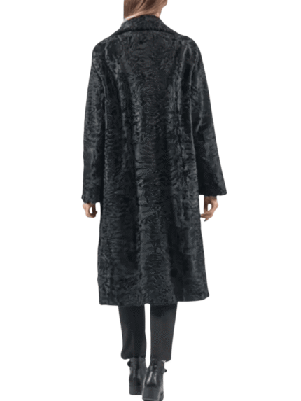 Women Black Astrakhan Fur Coat