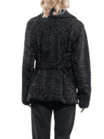 Women’s Black Astrakhan Fur Coat with Belt