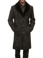 Persian Lamb Fur Coat with Mink Collar