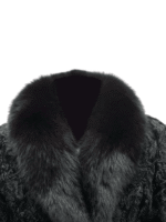 Black Persian Fur Coat with Fox Fur Collar