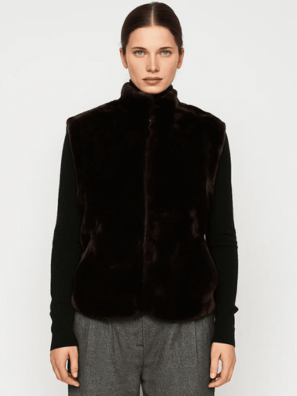 Women's Brown Mouton Fur Vest