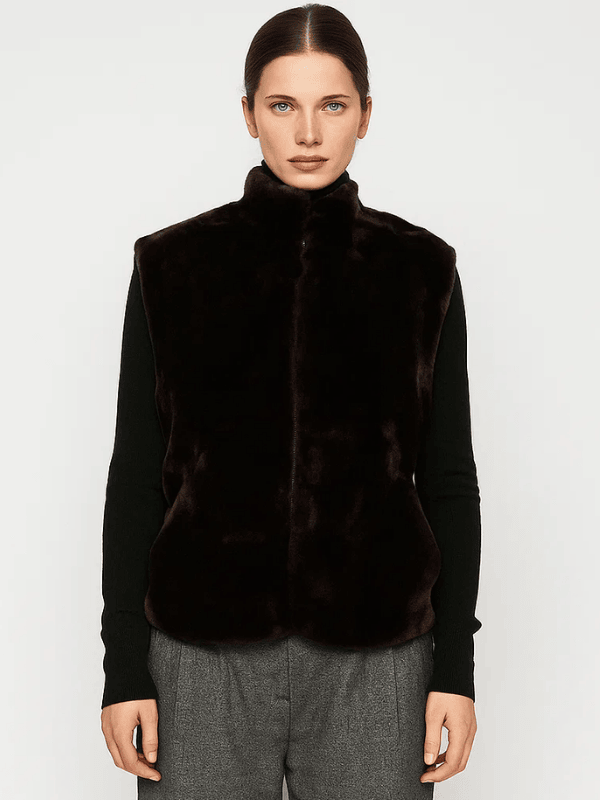 Untitled design (4) Women's Brown Mouton Fur Vest