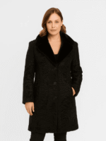 Women's Persian Lamb Fur Long Coat with Mink Collar