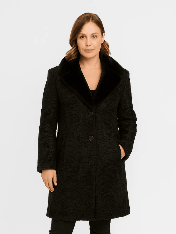 Untitled design (4) Women's Persian Lamb Fur Long Coat with Mink Collar