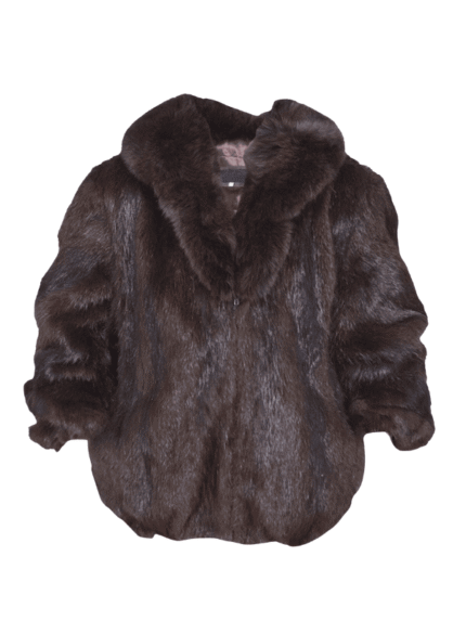 Brown Nutria Fur Bomber Jacket