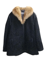 Black Persian Lamb Fur Coat with Mink Fur Collar