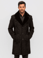 Men's Persian Lamb Fur Long Coat with Mink Collar