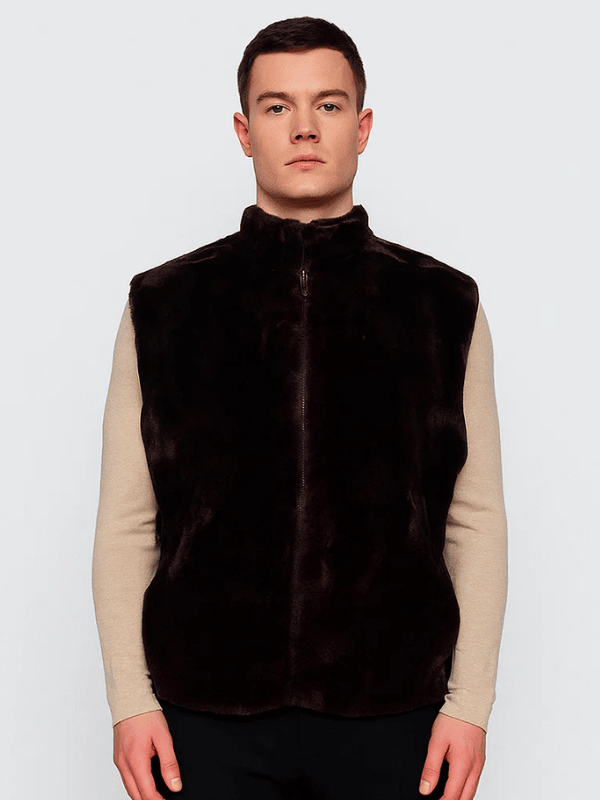 Untitled design Men's Brown Mouton Fur Vest