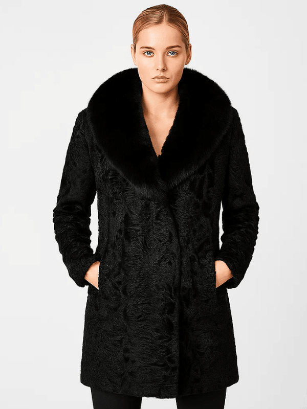 Untitled design Women's Black Persian Lamb Fur Long Coat