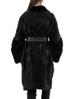 Black Astrakhan Fur Coat With Mink Sleeves