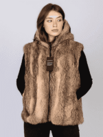 Women's Genuine Coyote Fur Vest with Hood
