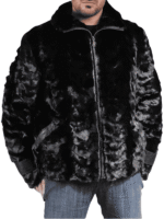 Black Mink Fur Bomber Jacket