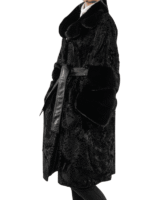 Women's Astrakhan Fur Coat With Mink Sleeves