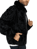Black Persian Lamb Fur Bomber Jacket