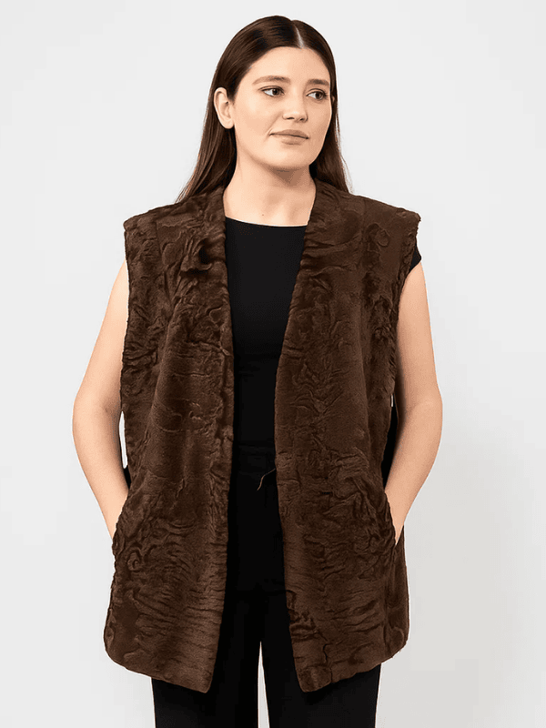 The jasperz Women's Brown Persian Fur Vest