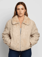 Women's Off White Persian Fur Bomber Jacket