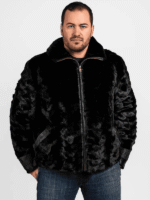 Men’s Black Mink Fur Bomber Jacket