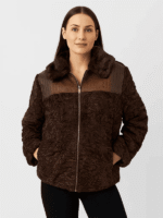 Women's Brown Persian Lamb Fur Bomber Jacket