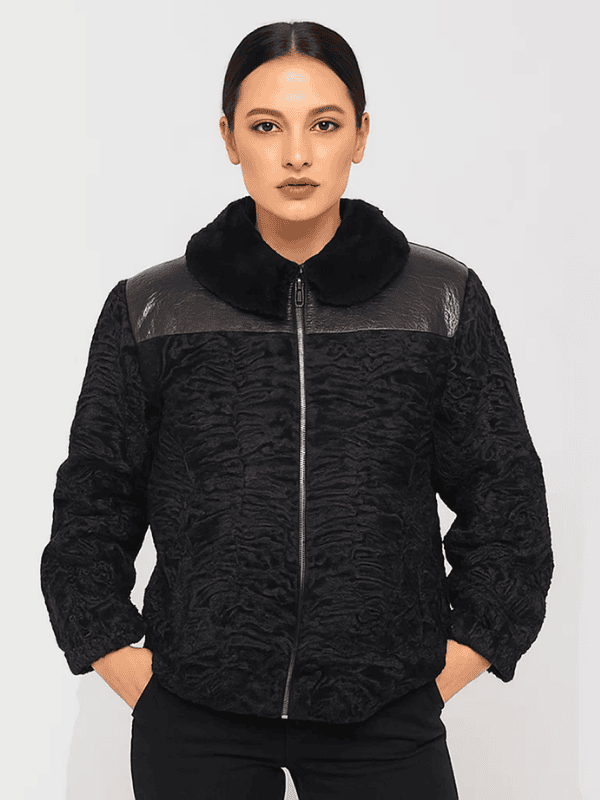 The jasperz Women’s Persian Lamb Fur Bomber Jacket