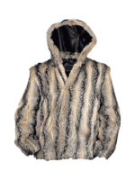 Brown Coyote Fur Coat with Hood
