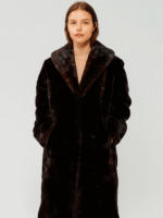Women's Mouton Long Fur Coat with Mink Fur